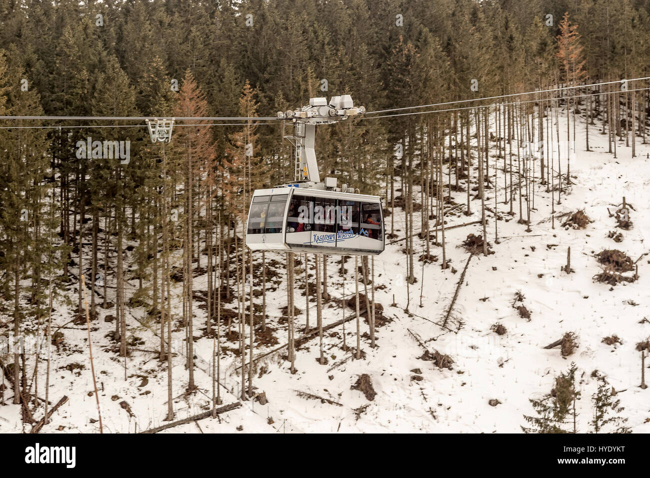 Cable car from Kuznice to Kasprowy Wierch in Tatra mountains, Poland Stock Photo