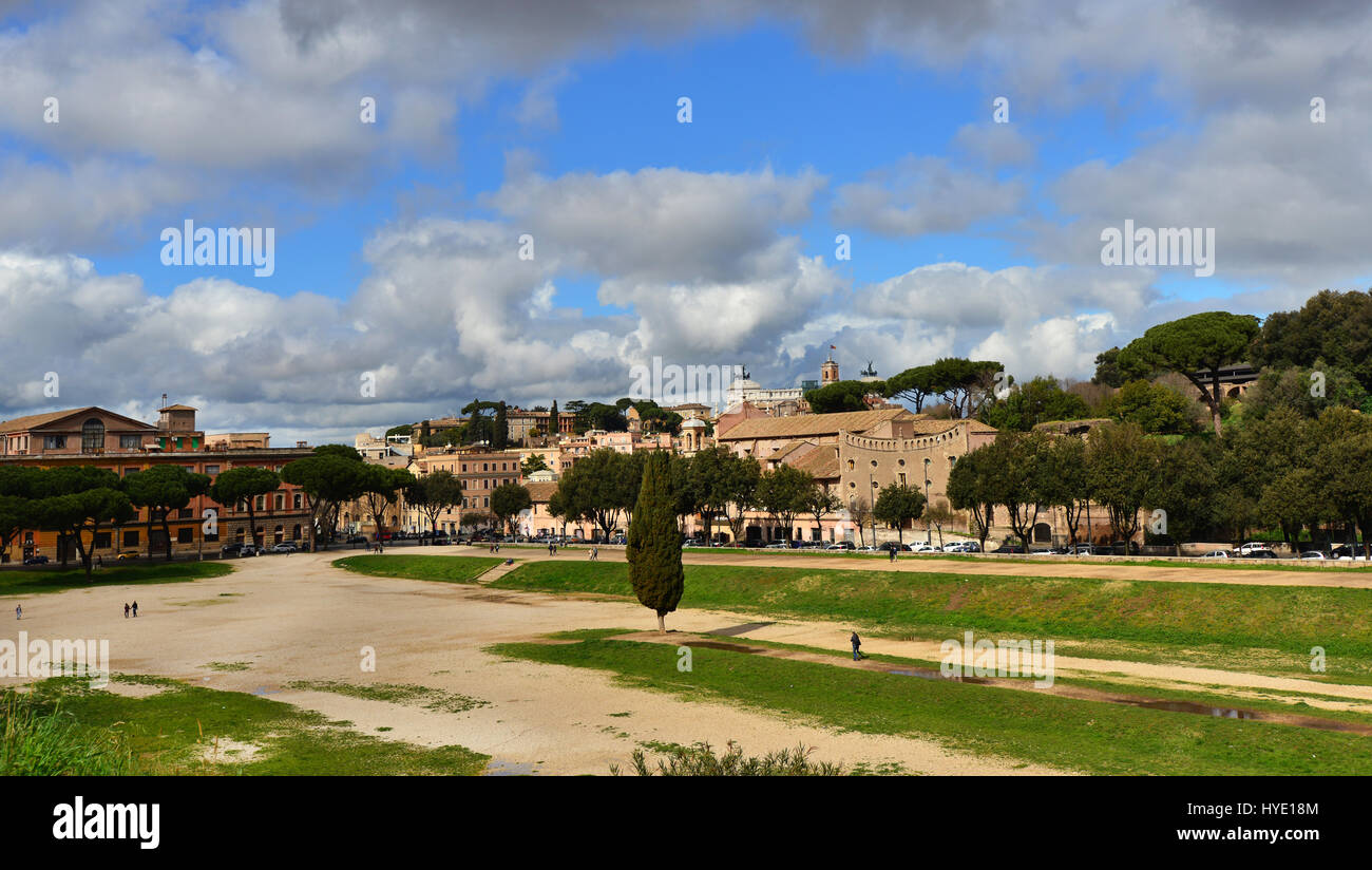 Circus Maximus with beautiful clouds, in the historic center of Rome Stock Photo