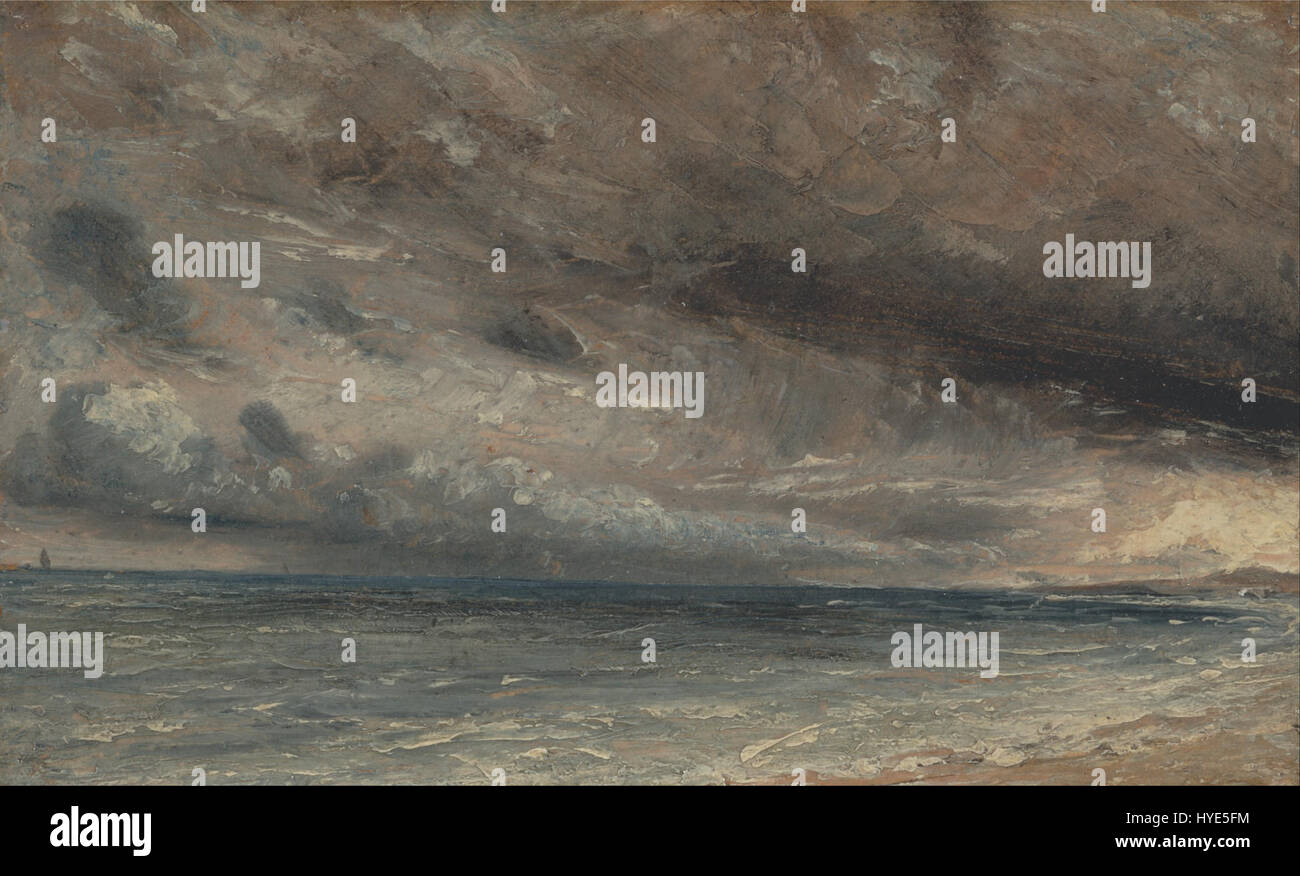 John Constable’s *Stormy Sea, Brighton* depicts a turbulent seascape, showing the raw power of the sea, a theme central to Constable’s exploration of nature's forces in his later works. Stock Photo