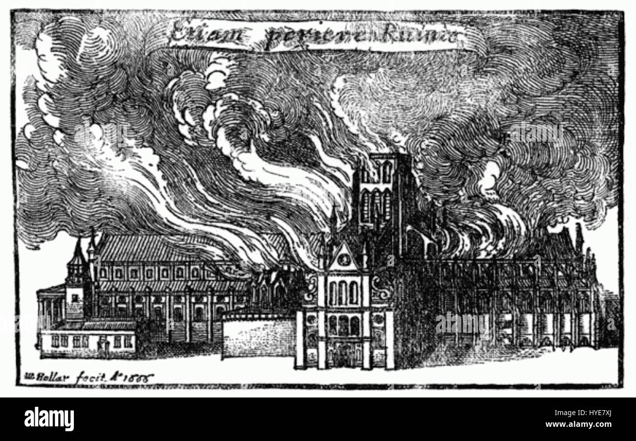 Old St. Paul's Cathedral in flames   Project Gutenberg eText 16531 Stock Photo