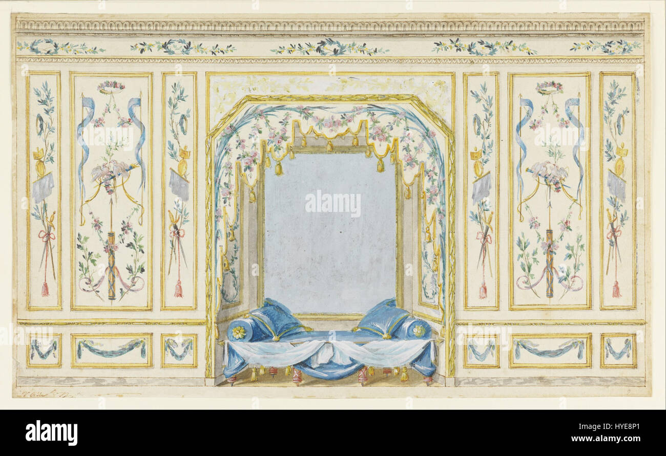 Pierre Ranson’s design for the wall elevation of a bedroom alcove ...