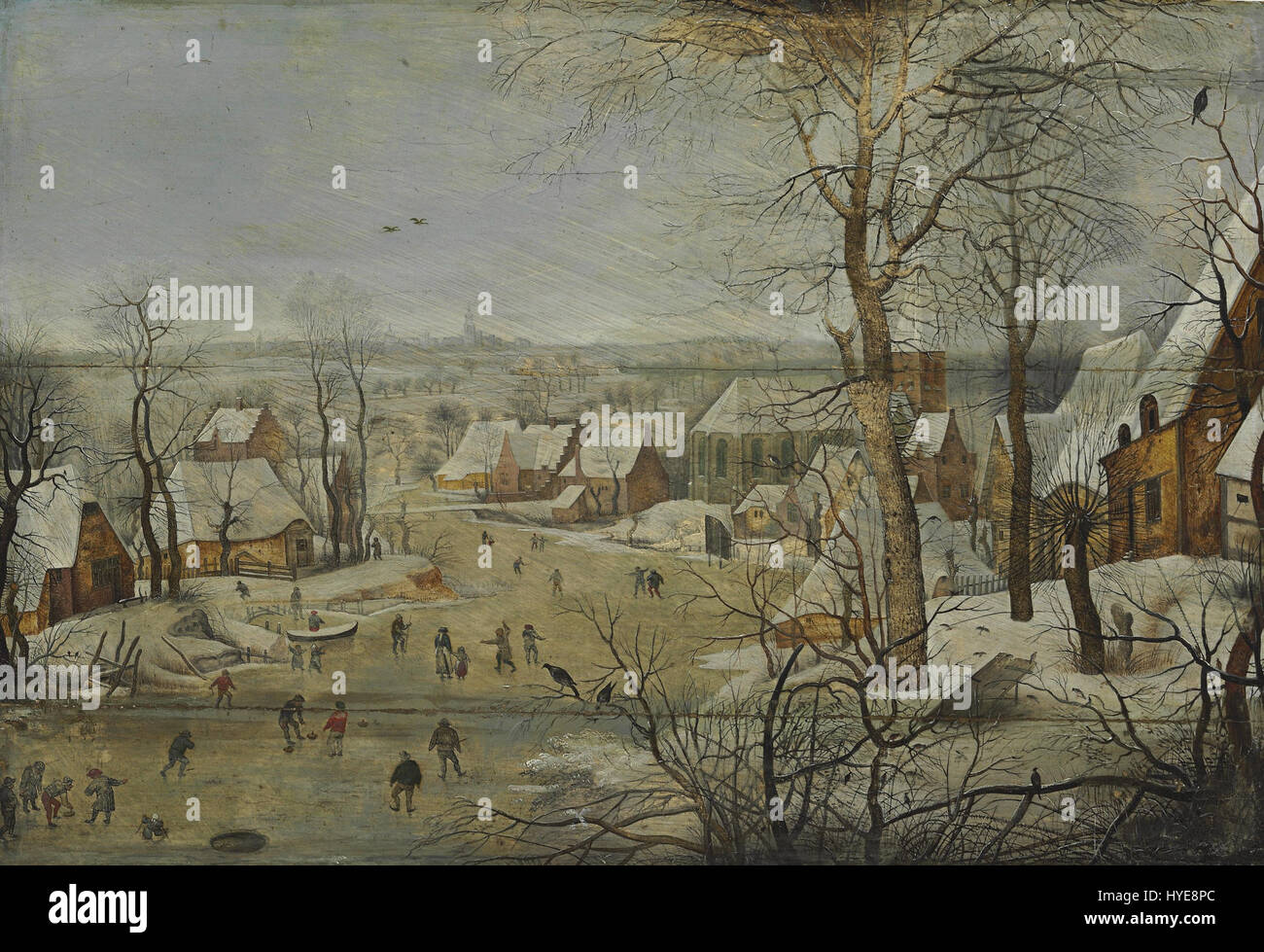 Pieter Brueghel de Jonge   Winterlandschap met vogelval (Christie's 2009) Stock Photo