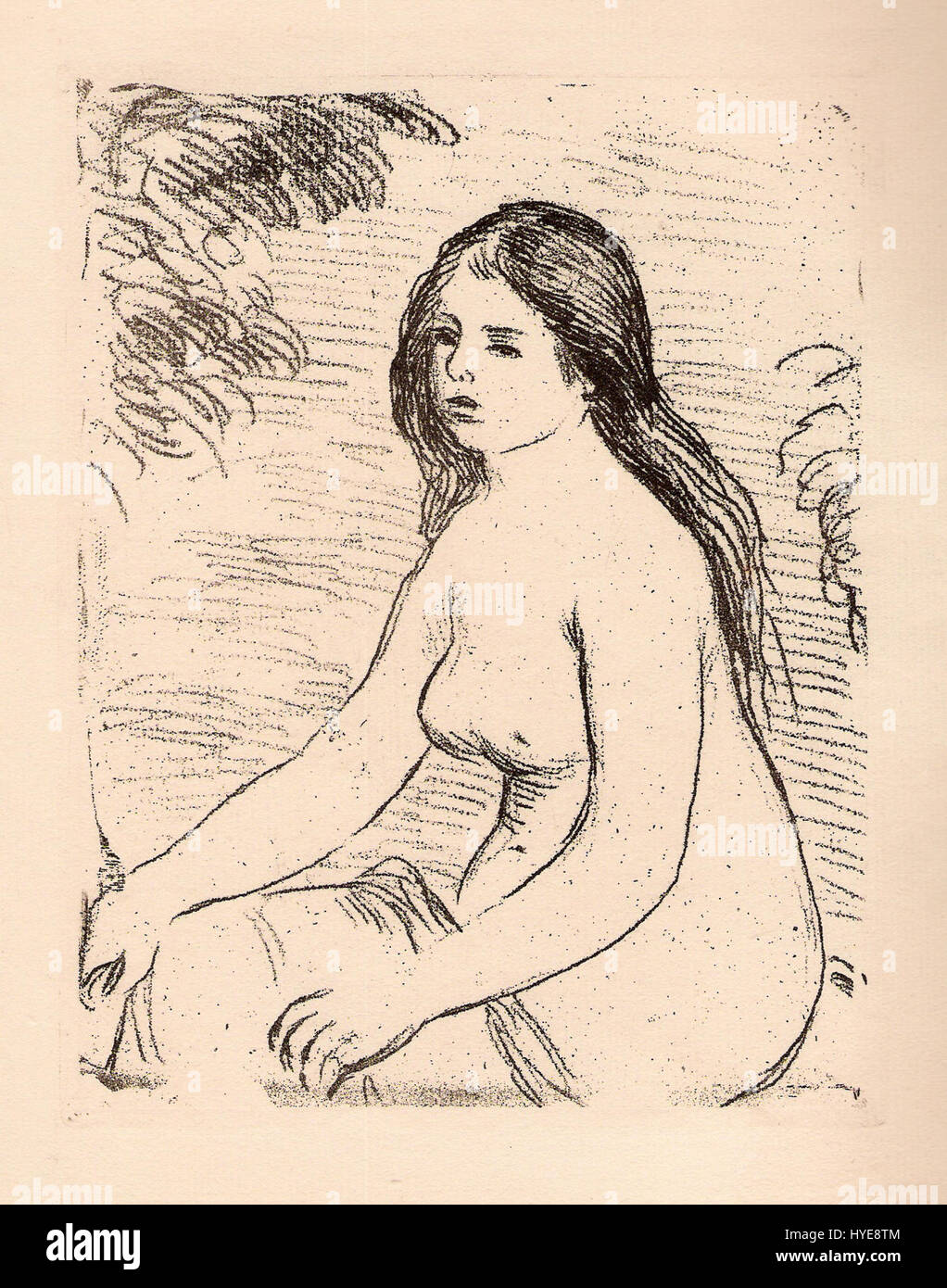 Pierre Auguste Renoir   Femme nue assise   Litho Stock Photo