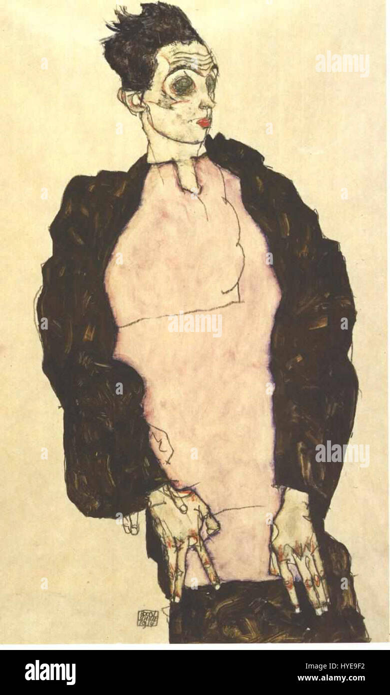 Schiele   Selbstbildnis mit lila Hemd   1914 Stock Photo
