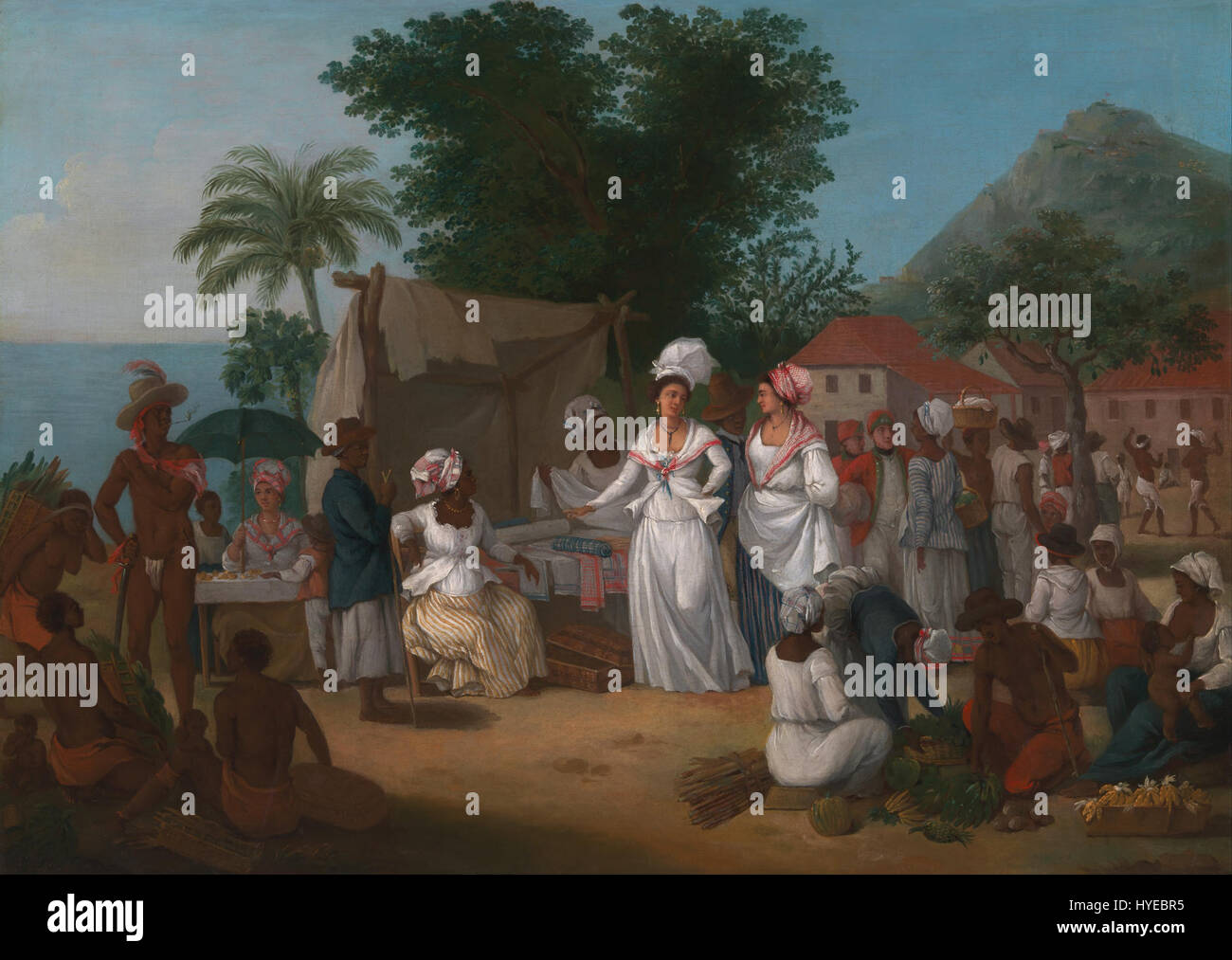 Agostino Brunias A Linen Market with a Linen stall and Vegetable Seller