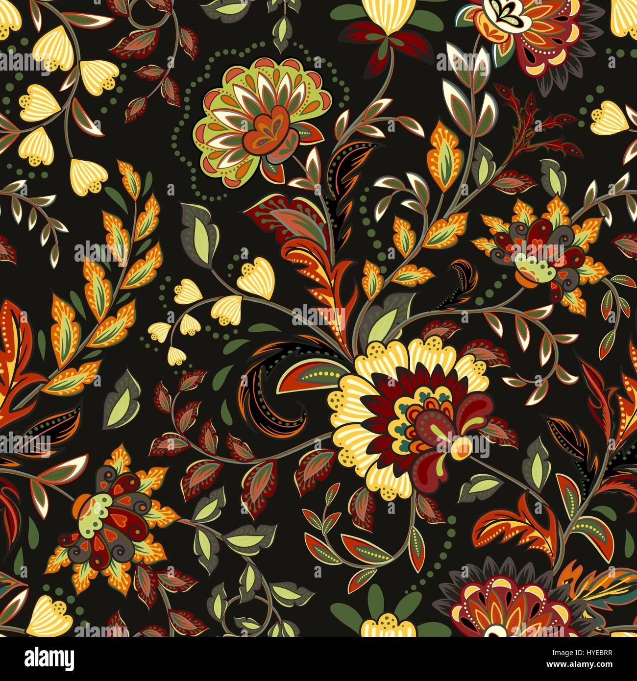 Colorful seamless with eastern patterns on dark background Stock Vector ...