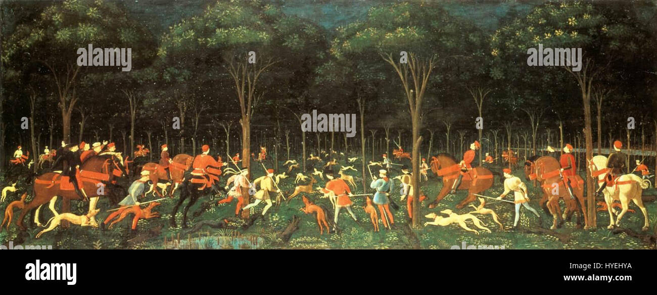 Hunting Renaissance Scene 'The Hunt in the Forest' by Paolo Uccello is a Renaissance painting ...