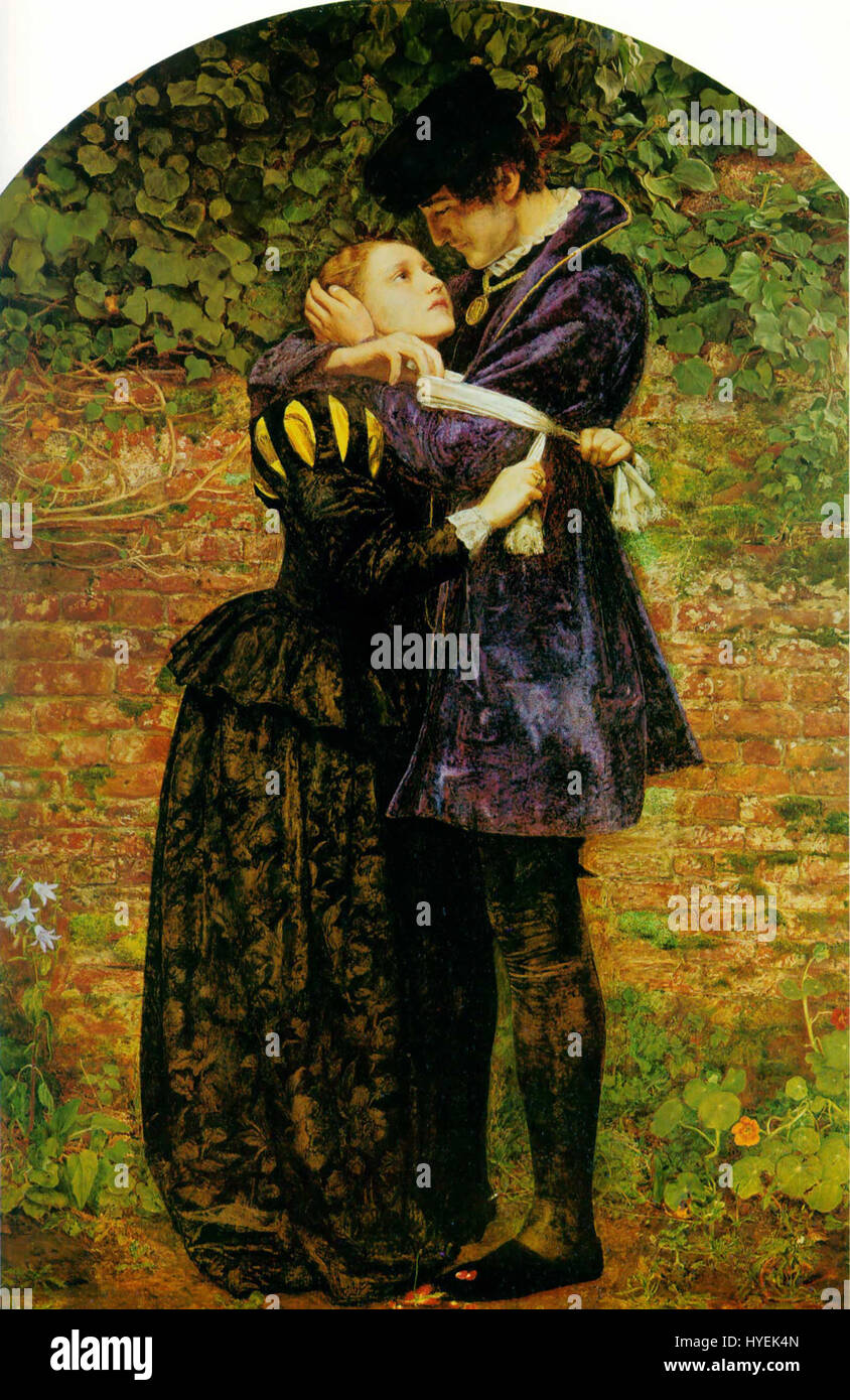 Sir John Everett Millais. A Huguenot, on St. Bartholomew's Day Refusing to Shield Himself from Danger by Wearing the Roman Catholic Badge. Stock Photo