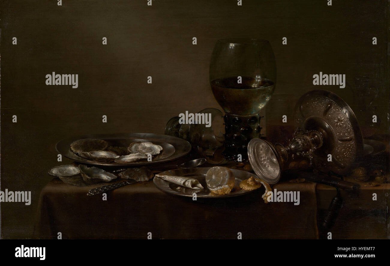 still life with oysters a silver tazza and glassware