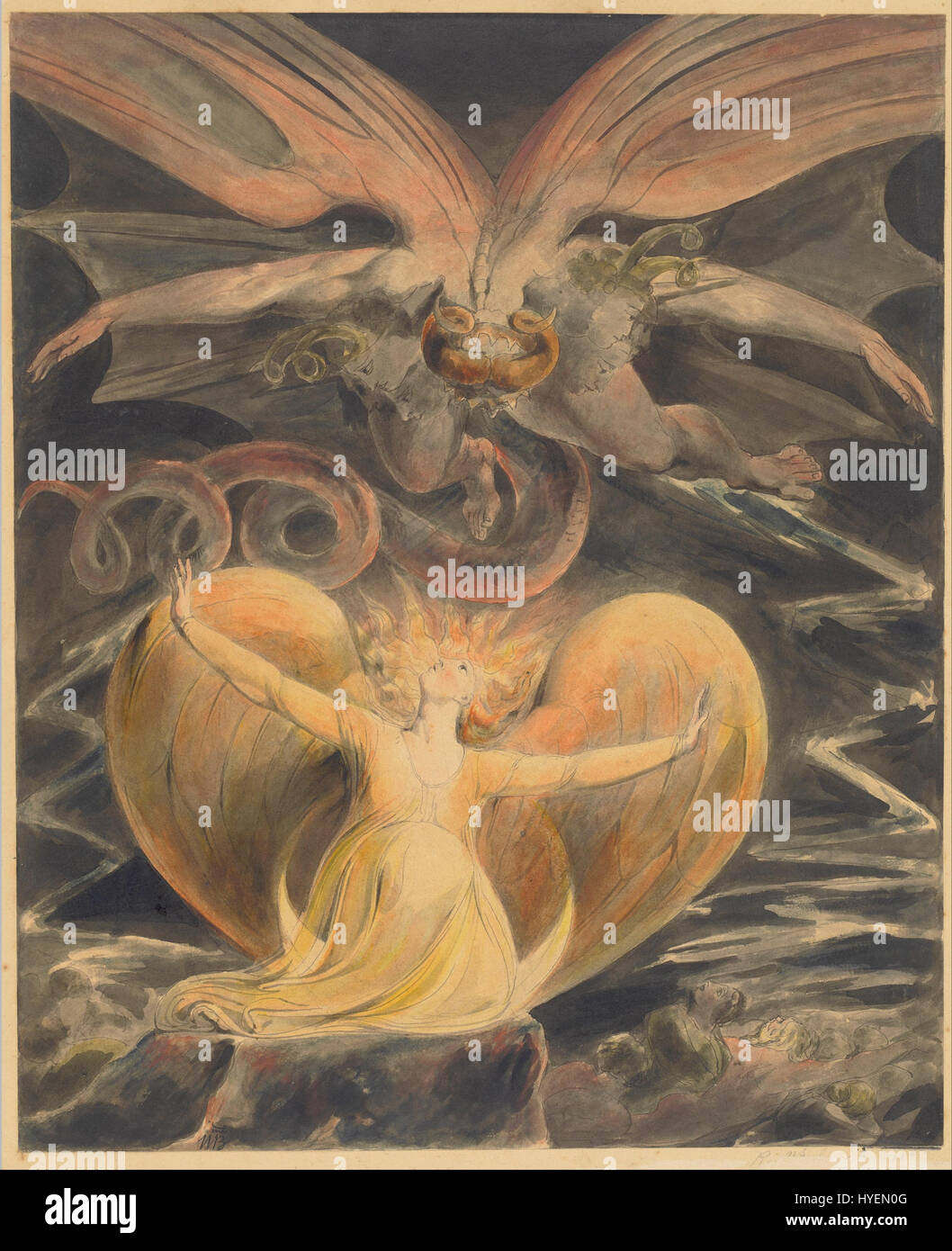 William Blake   The Great Red Dragon and the Woman Clothed with the Sun   Google Art Project Stock Photo