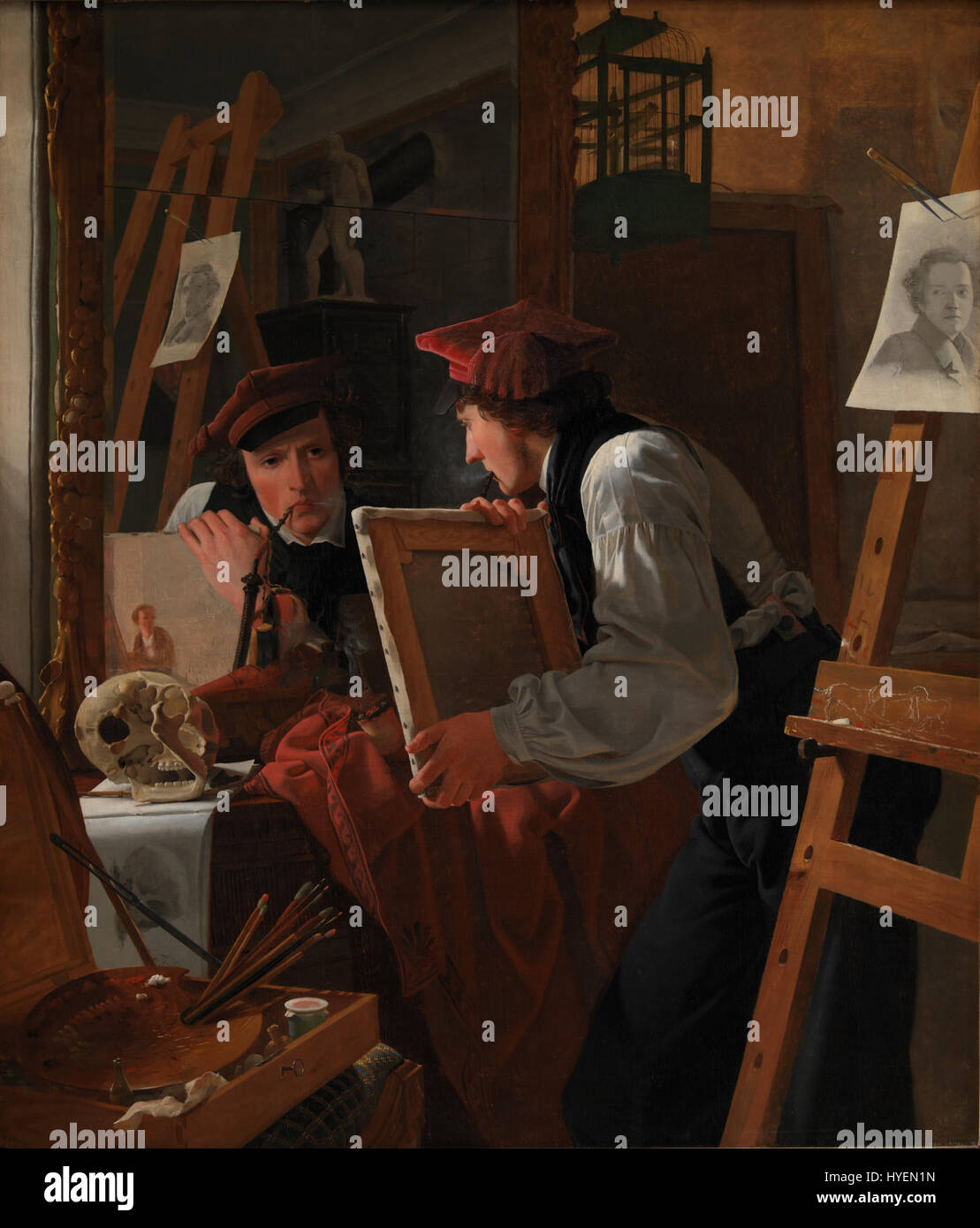 Wilhelm Bendz A Young Artist (Ditlev Blunck) Examining a Sketch in a