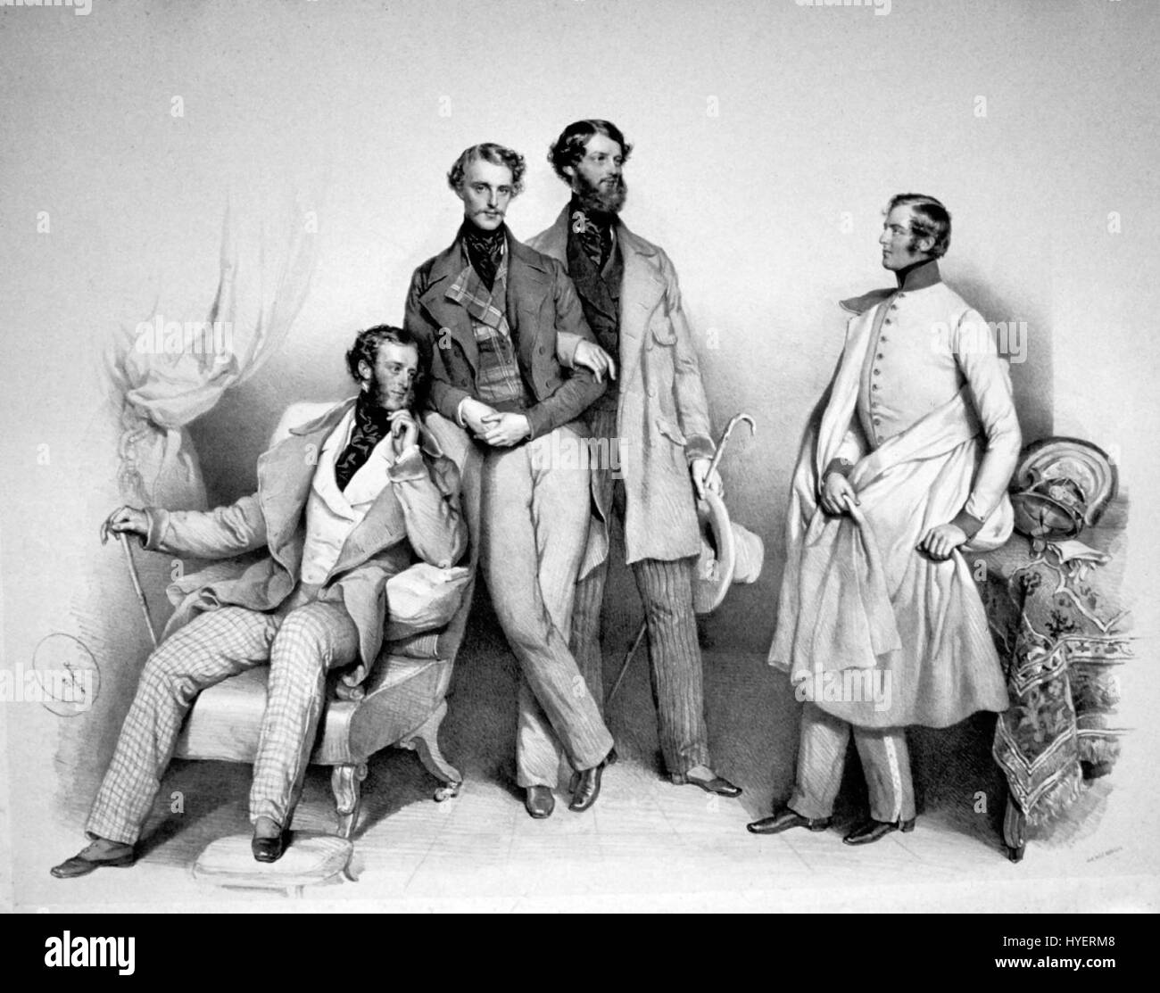 Image showcasing This lithograph portrays the Counts of Czernin, a noble family in ...