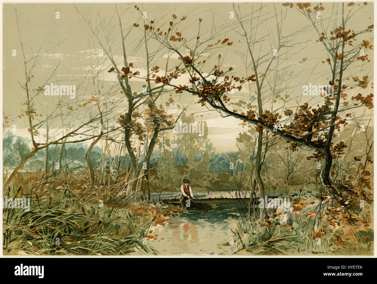 'Autumn' is a decorative painting displayed at the Boston Public Library. The piece embodies the seasonal transition, highlighting the warm colors and natural beauty typical of autumn, capturing the essence of the fall season. Stock Photo
