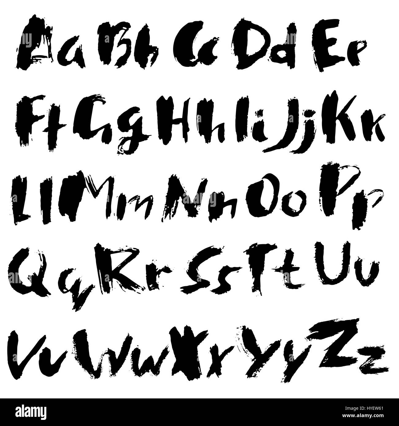 Hand drawn dry brush font. Modern brush lettering. Grunge style ...