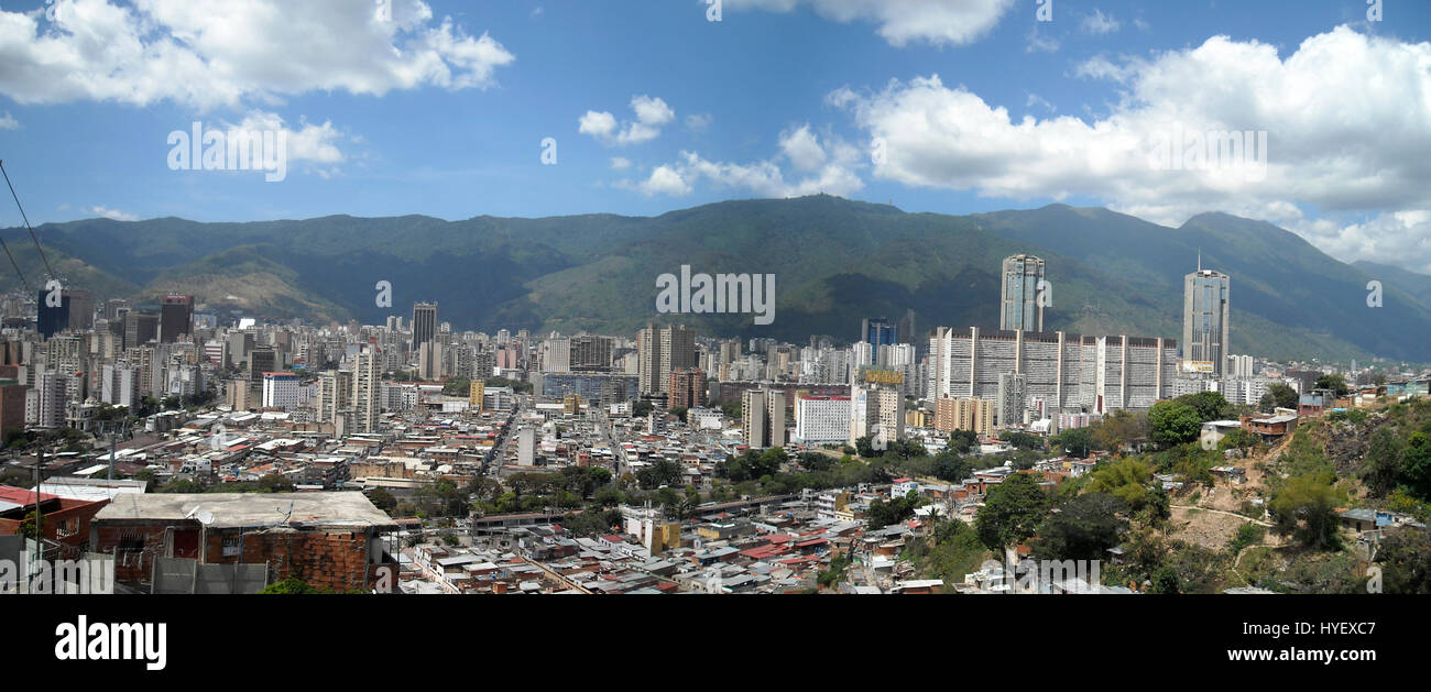 View of Caracas city from San Agustín neightborhood Slums,Caracas,Venezuela. Stock Photo