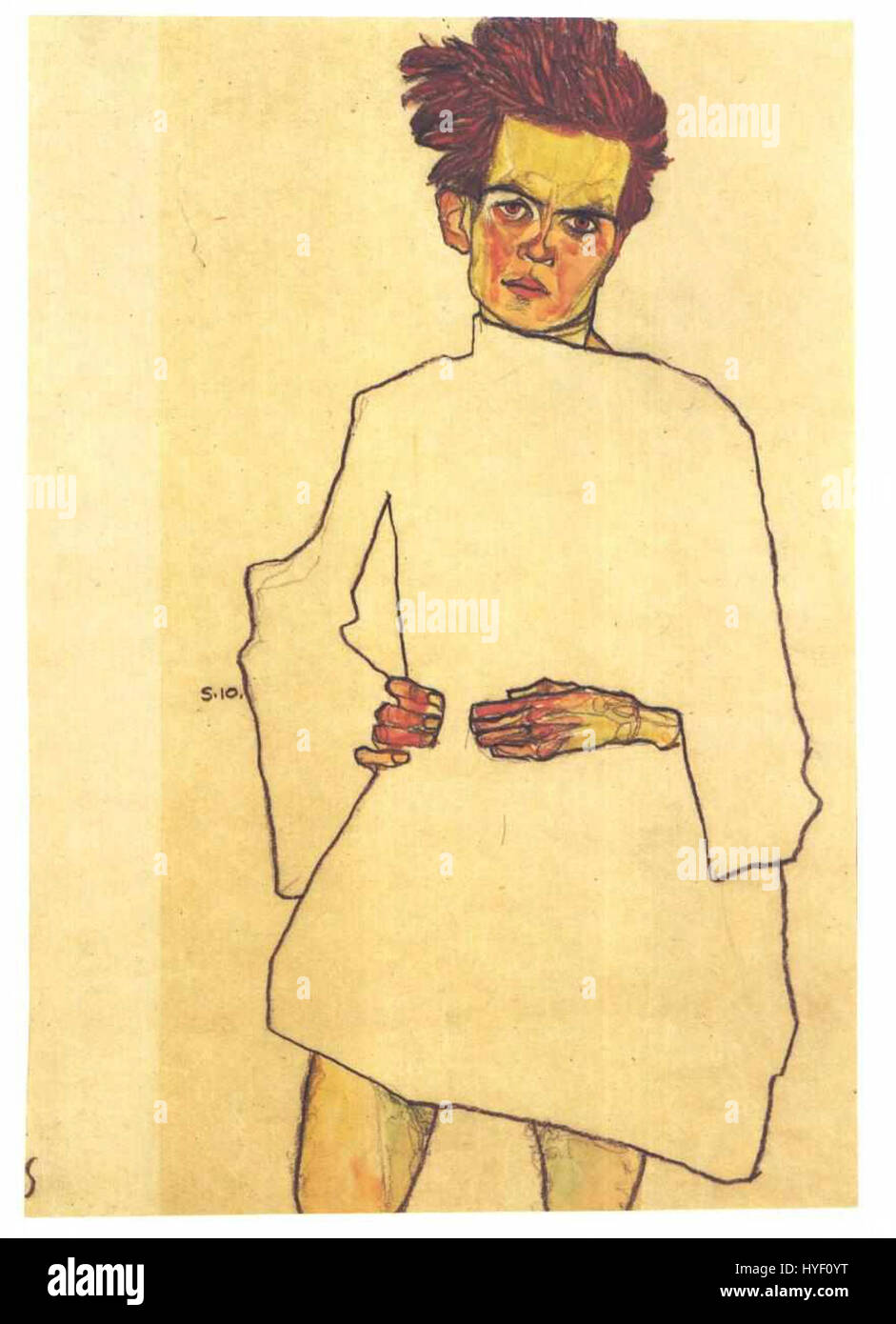 Schiele   Selbstbildnis mit Hemd   1910 Stock Photo