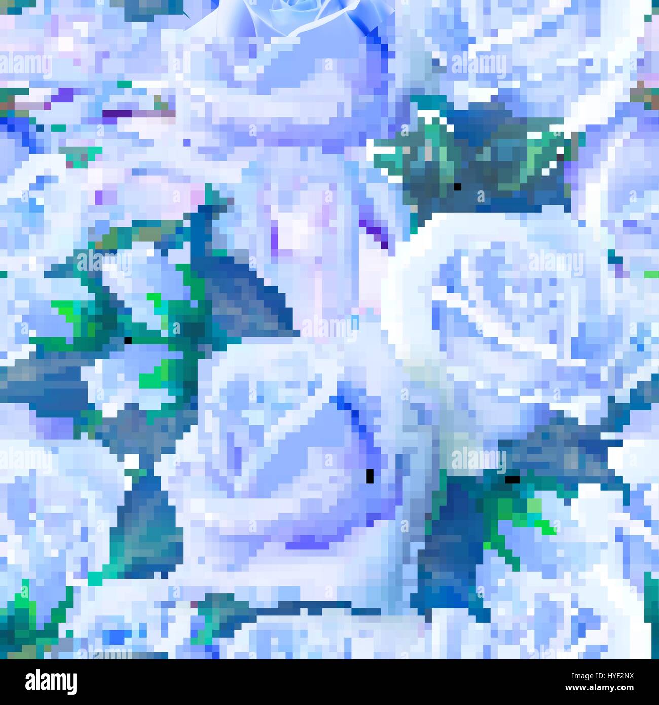 Seamless pattern of watercolor blue roses. Illustration of flowers ...