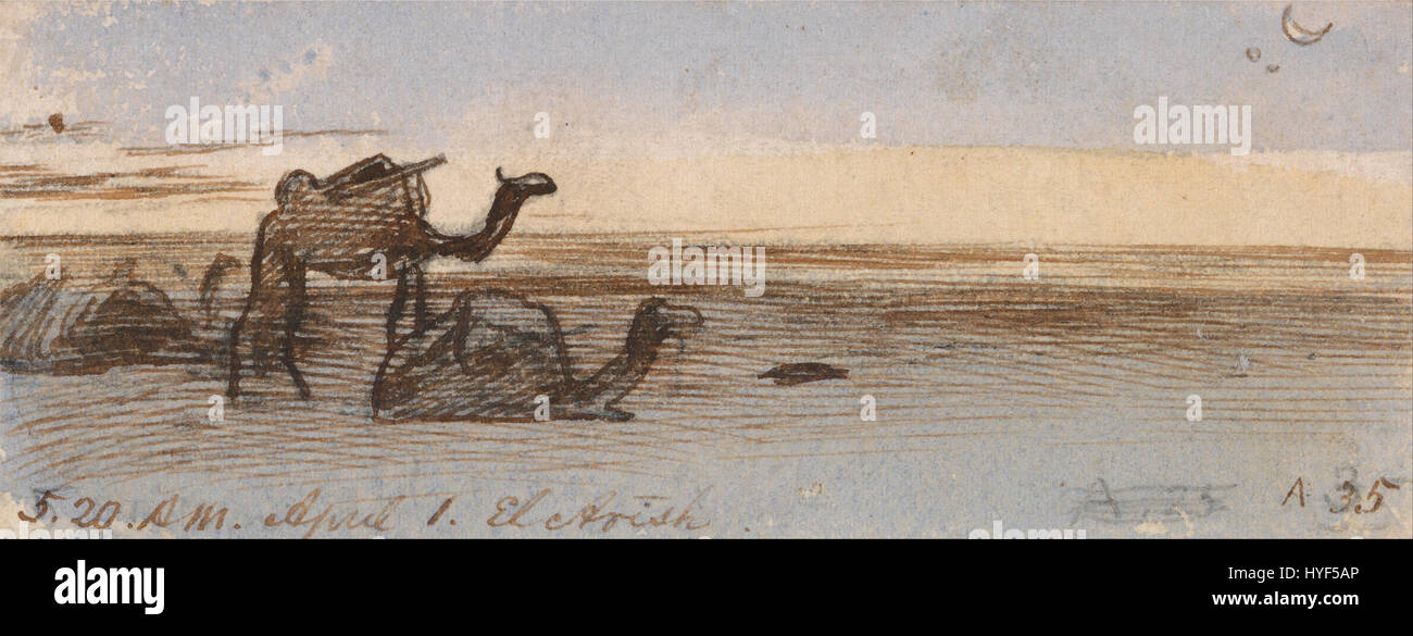 Edward Lear’s ‘El Areesh’ depicts a view of the Egyptian landscape ...