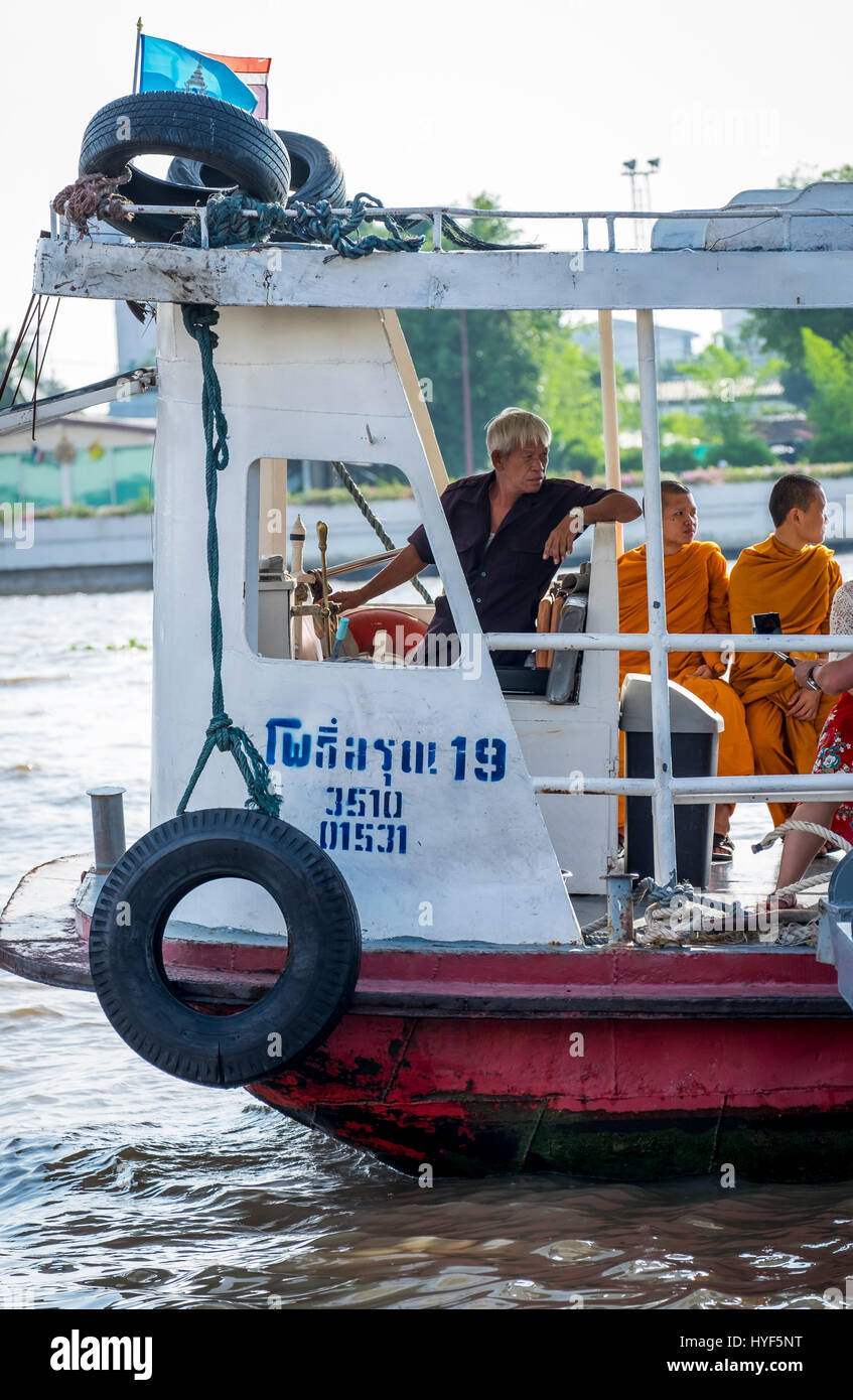 BANGKOK, THAILAND - CIRCA SEPTEMBER 2014: Typical ferry on the Chao Phraya River, Bangkok Stock Photo