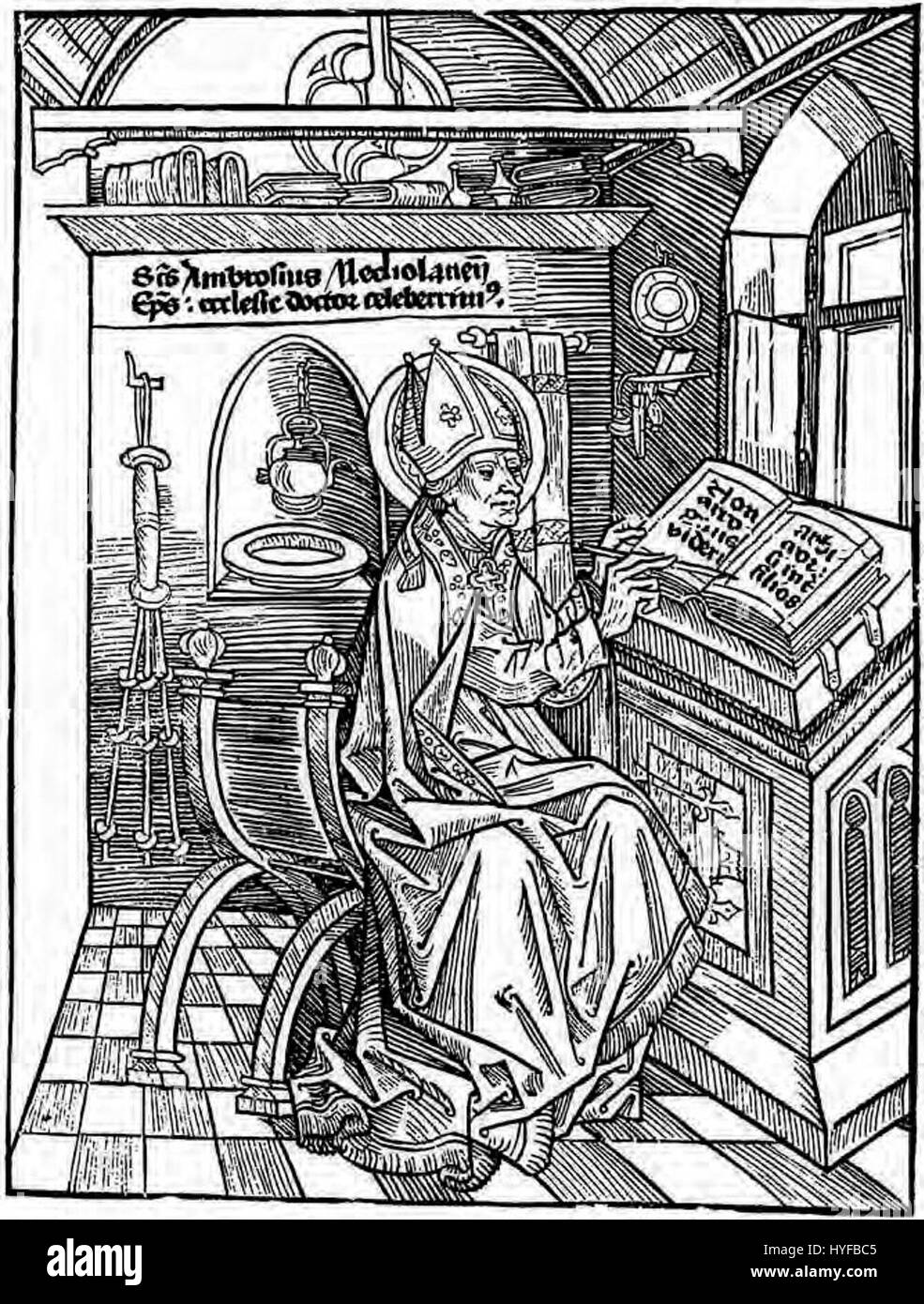 St Ambrose in his study Stock Photo Alamy