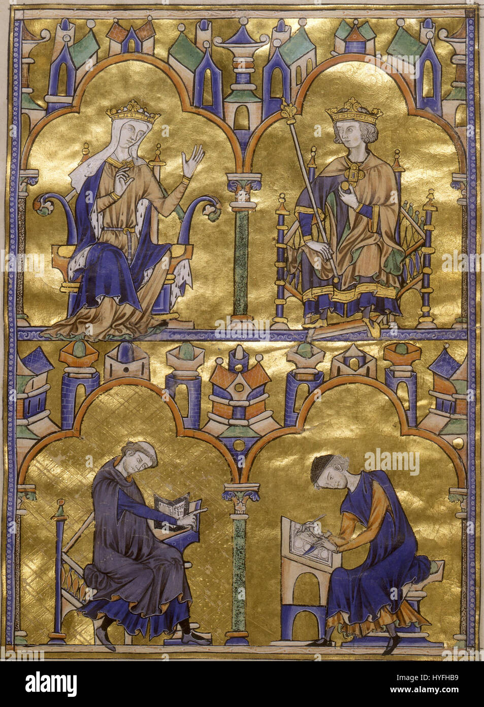 Blanche of Castile and King Louis IX of France; Author Dictating to a Scribe   Google Art Project Stock Photo