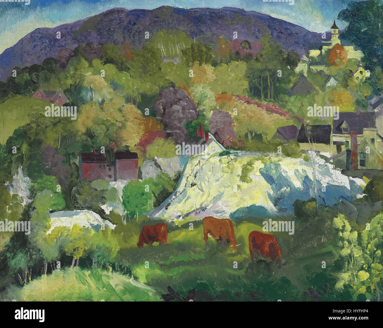 George Rurual Scene 'Village on the Hill' by George Bellows captures a rural scene with a ...
