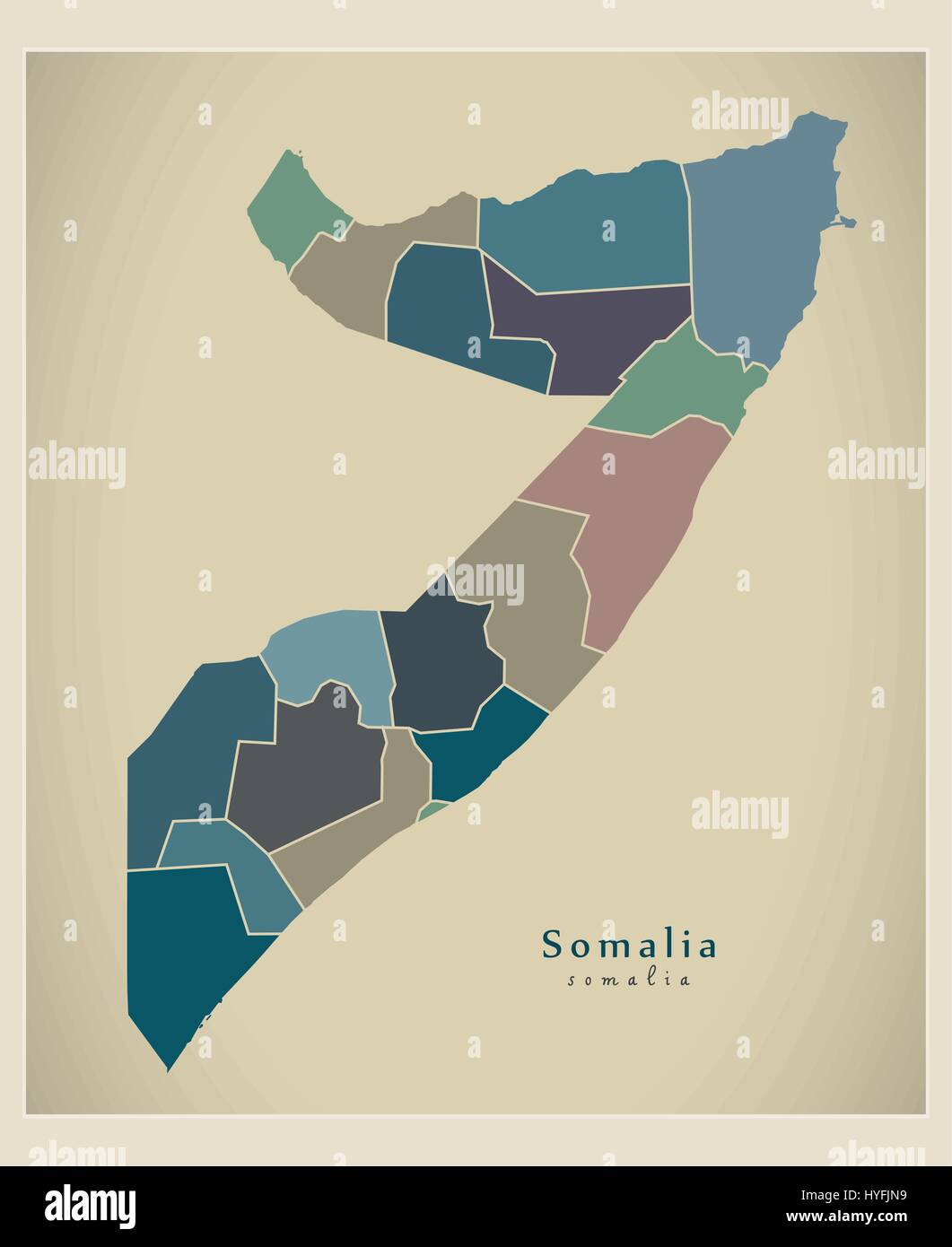 Modern Map - Somalia With Regions Colored SO Stock Vector Image & Art ...