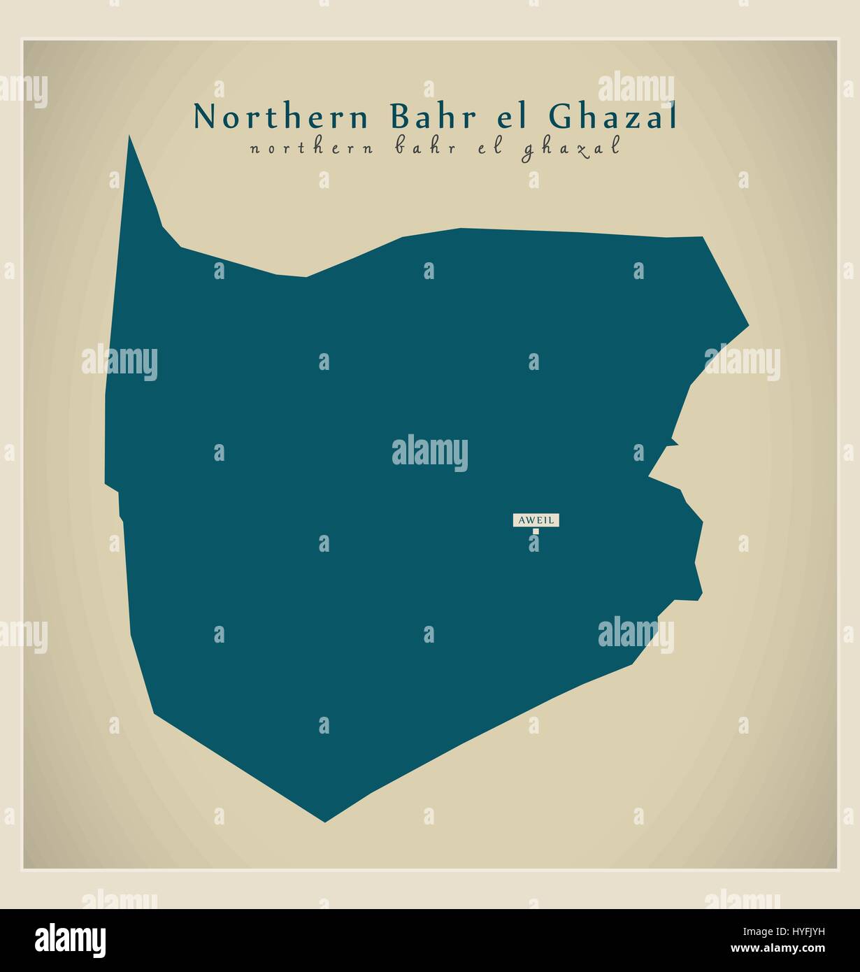 Modern Map - Northern Bahr el Ghazal SS Stock Vector
