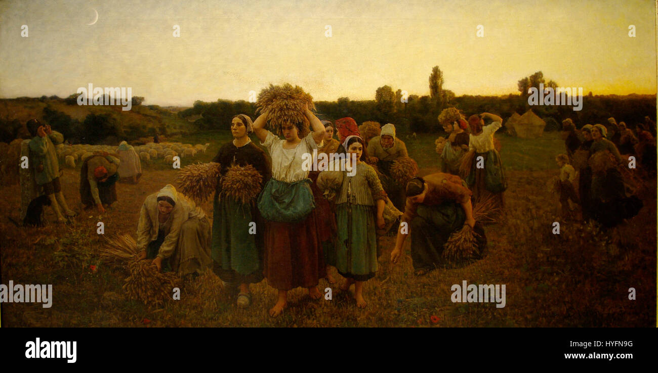 Tableau Mural « Les Weeders » De Jules Breton - Reproduction Sur Toile Avec Cadre