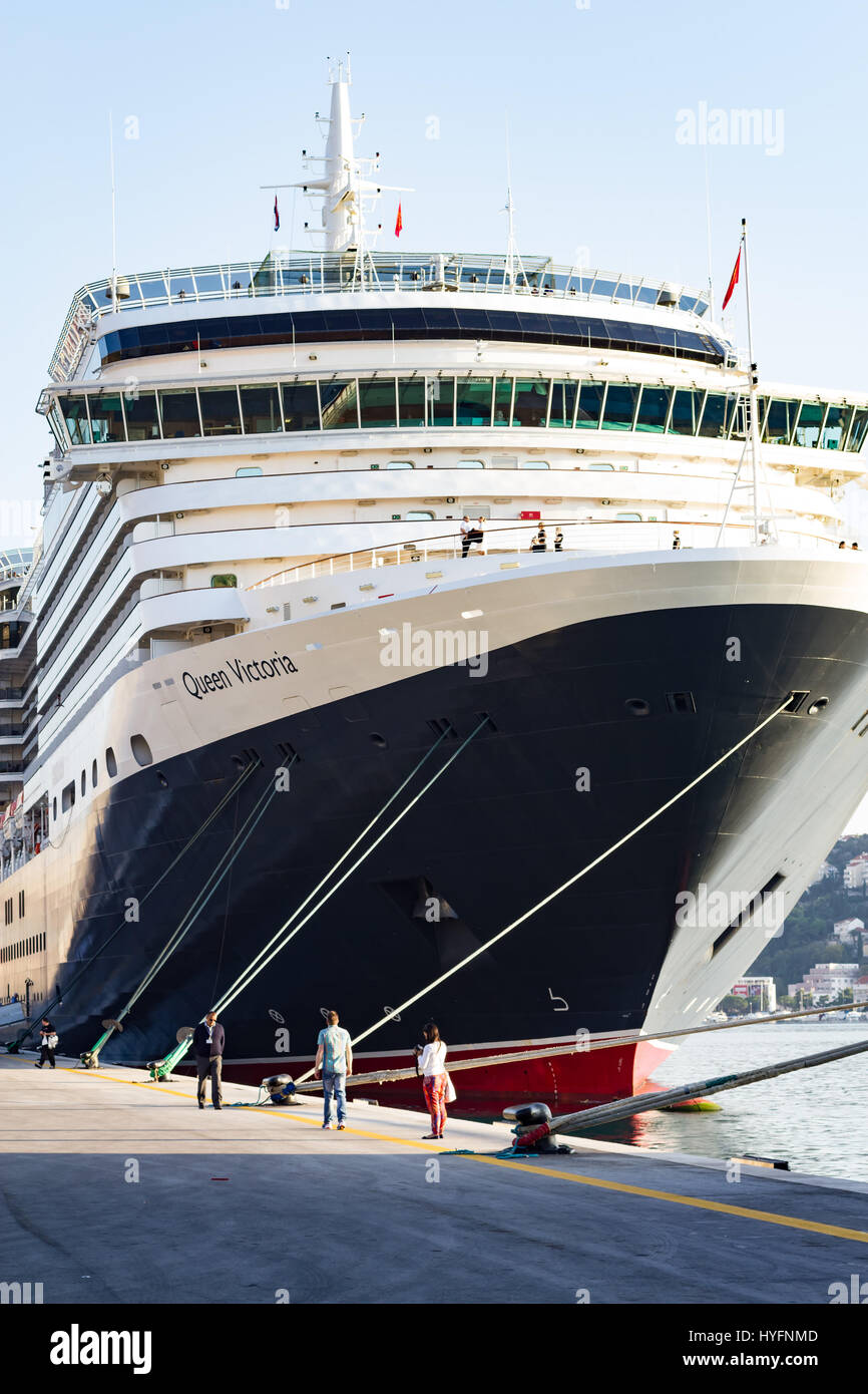 Queen Victoria docked in Dubrovnik Stock Photo