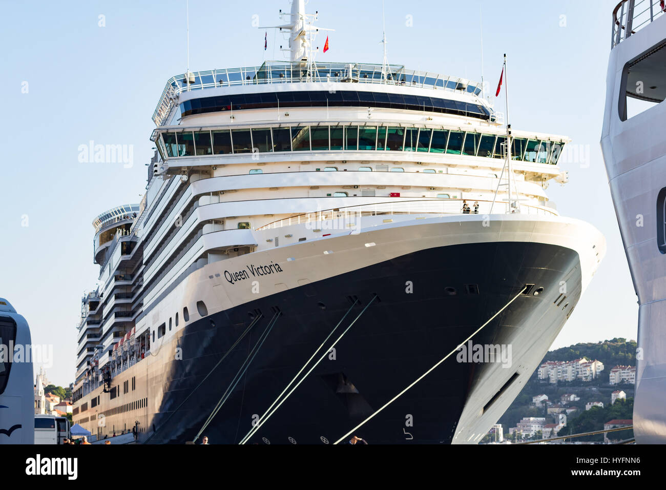 Queen Victoria docked in Dubrovnik Stock Photo