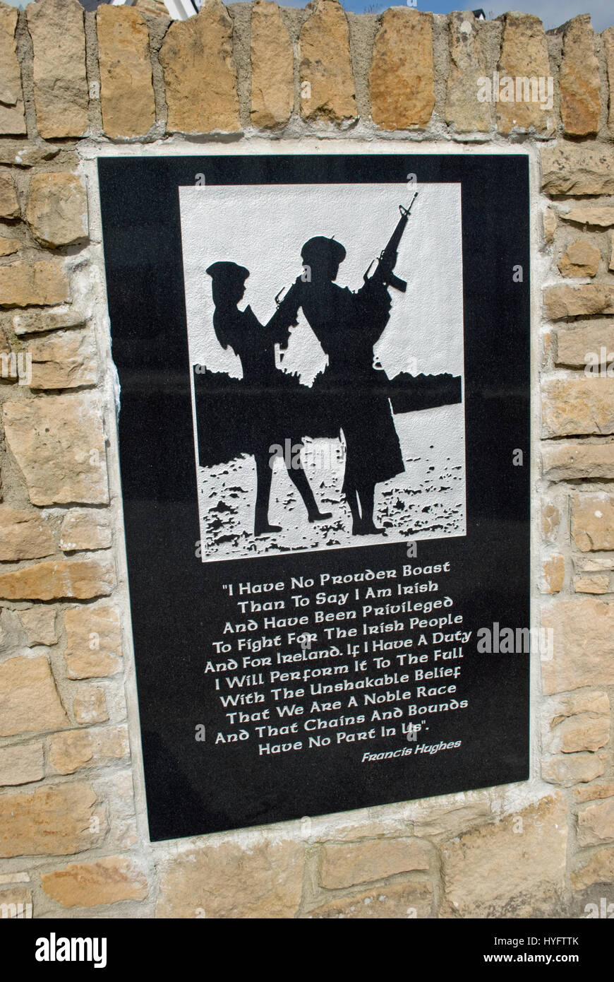 Memorial plaque at 'Drumboe Martyrs' monument dedicated to IRA vounteers who fought and died for Irish freedom. Stock Photo