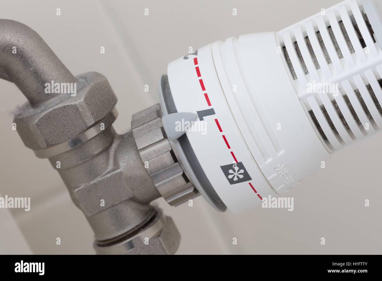 Temperature knob of heating radiator, used and dusty - 1 Stock Photo ...