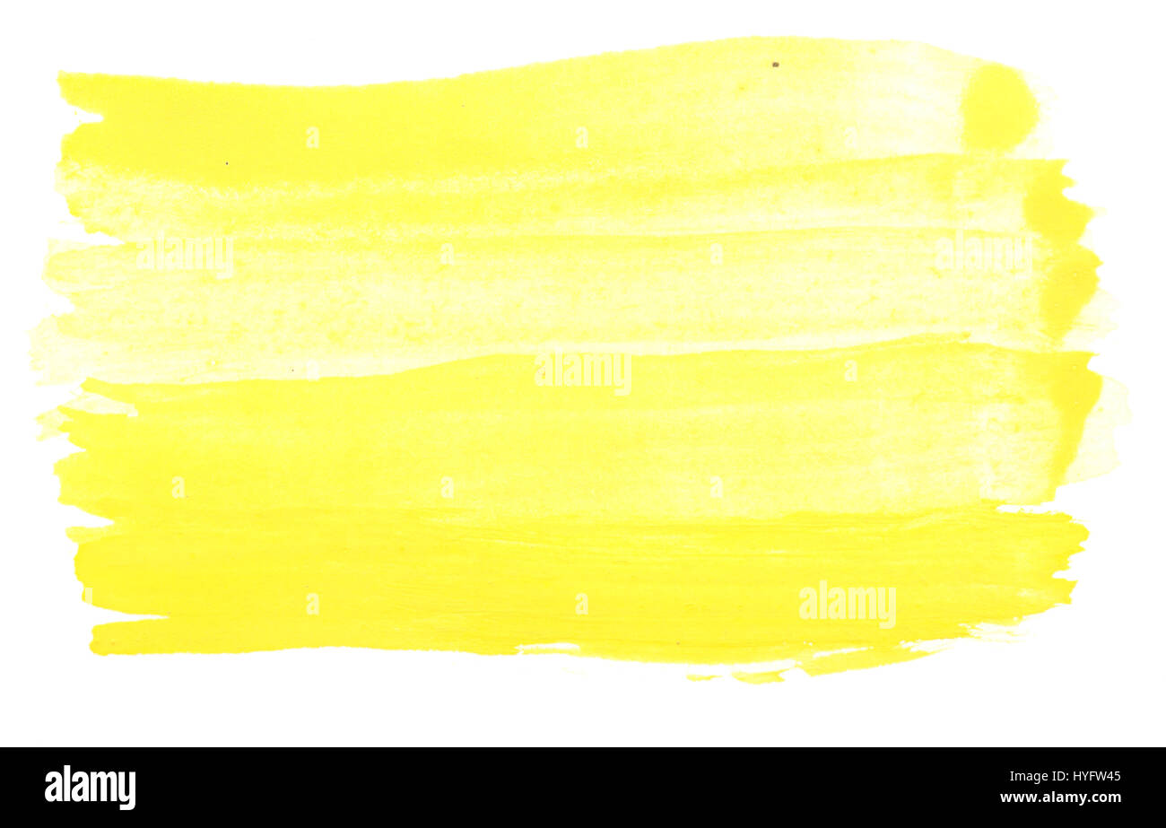 yellow watercolor stroke isolated on white background Stock Photo - Alamy