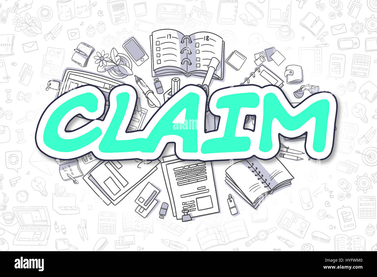 Claim - Doodle Green Inscription. Business Concept. Stock Photo