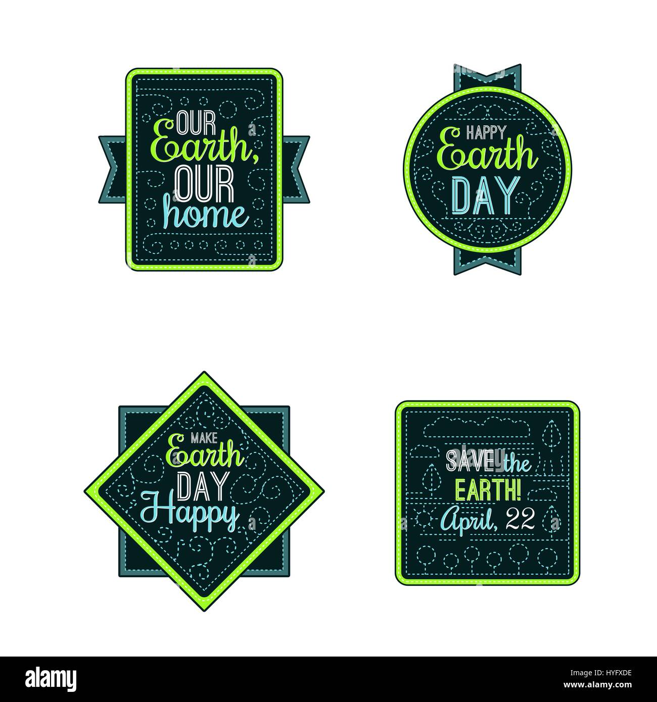 April 22 world earth day borders and frames on white with logo Stock Vector