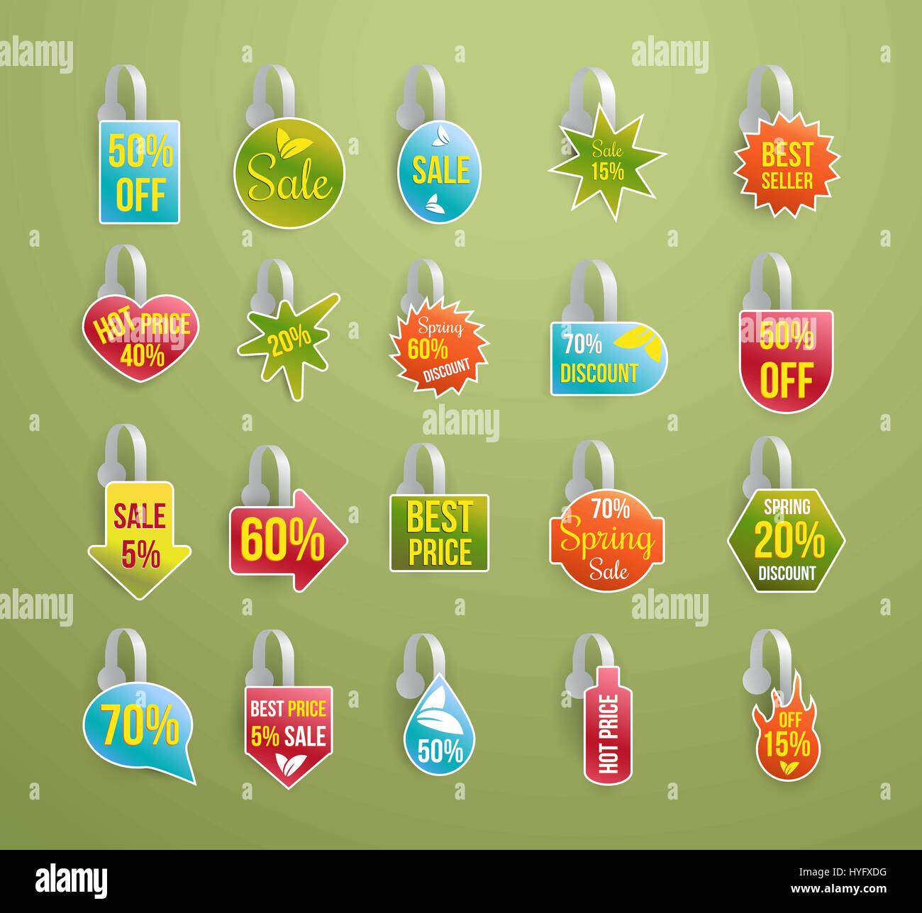 Shelf wobbler discount labels set on green Stock Vector Image & Art Alamy