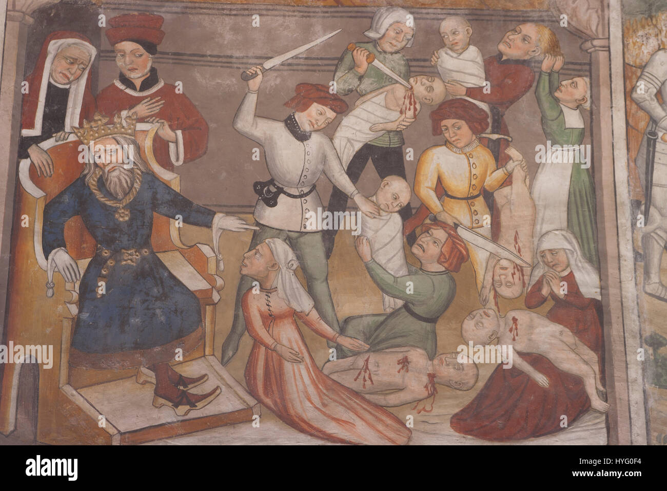France, Savoie, Bessans, chapel St Antoine, frescoes, representation of the Massacre of the Innocents Stock Photo