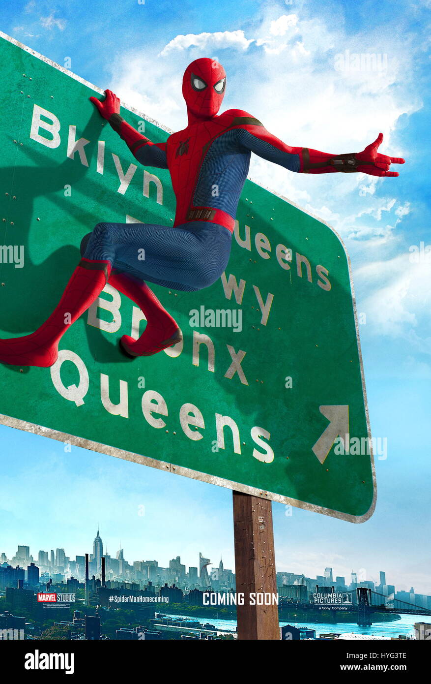 RELEASE DATE: July 7, 2017 TITLE: Spider-Man: Homecoming STUDIO: Columbia Pictures DIRECTOR: Jon Watts PLOT: A young Peter Parker/Spider-Man begins to navigate his newfound identity as the web-slinging superhero STARRING: Tom Holland is Spider-Man Poster Art (Credit: © Columbia Pictures/Entertainment Pictures) Stock Photo