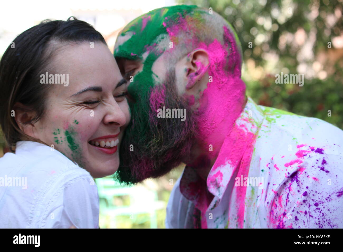 love couple A spontaneous kiss filled with feelings Stock Photo Alamy