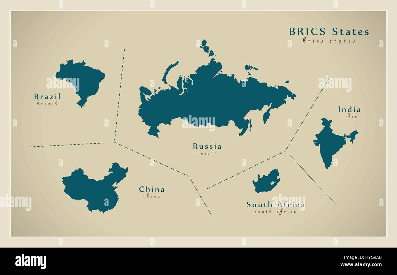 Modern Map - BRICS States Stock Vector