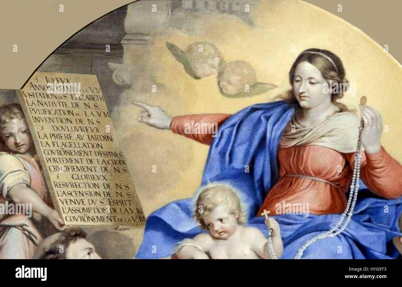 Le Tellier LA VIERGE ET L'ENFANT JESUS REMETTANT UN ROSAIRE A SAINT