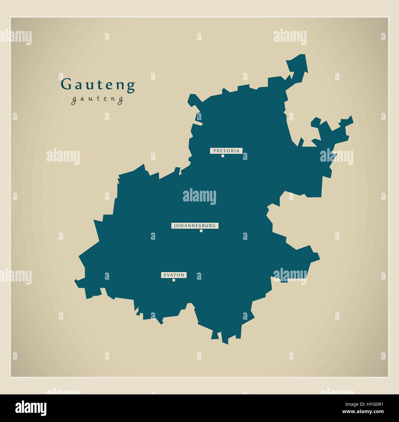 Modern Map - Gauteng ZA Stock Vector