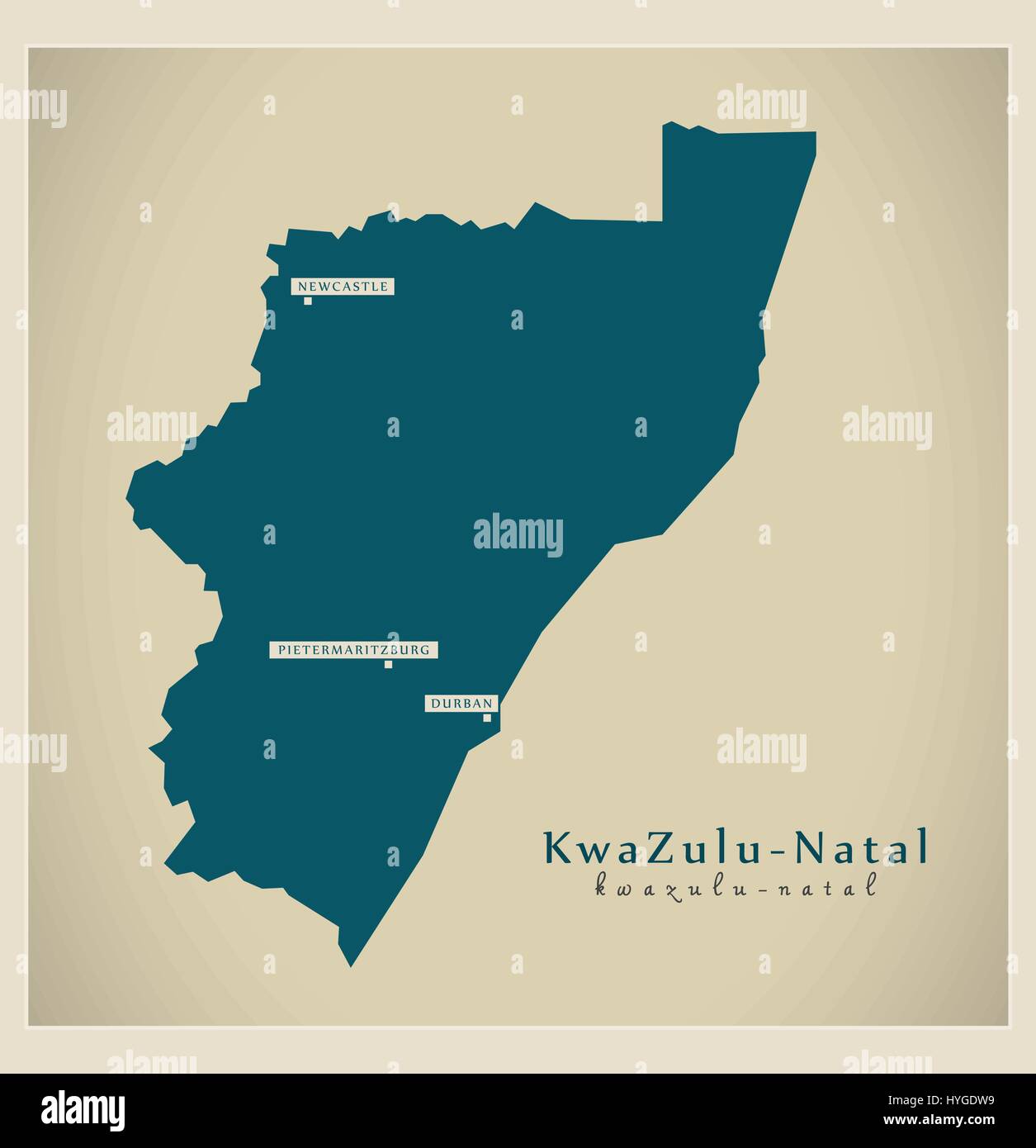 Modern Map - KwaZulu Natal ZA Stock Vector