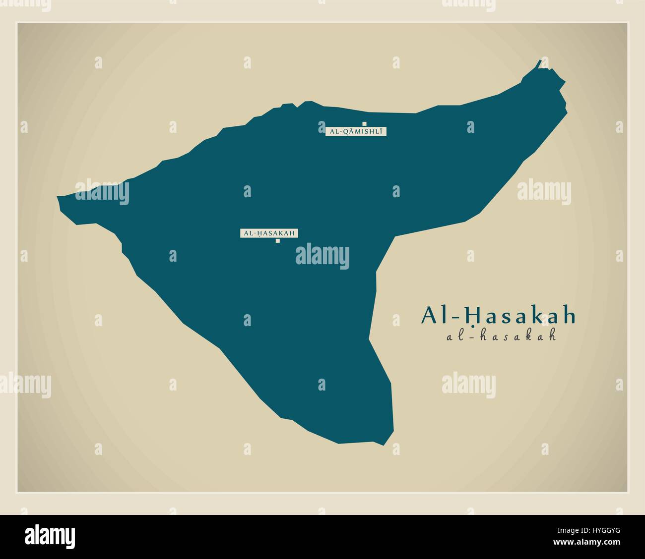 Modern Map - Al-Hasakah SY Stock Vector