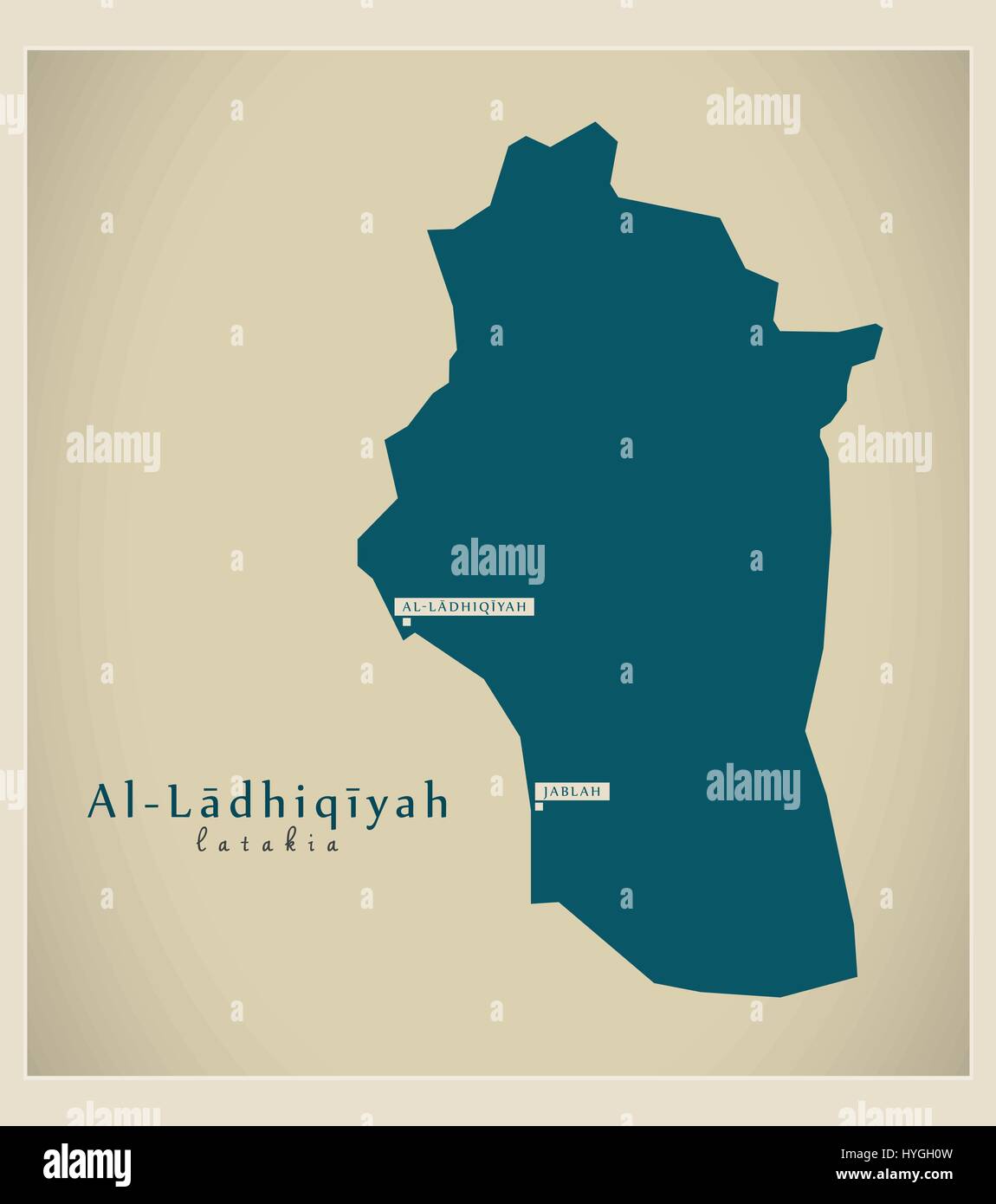 Modern Map - Al-Ladhiqiyah SY Stock Vector