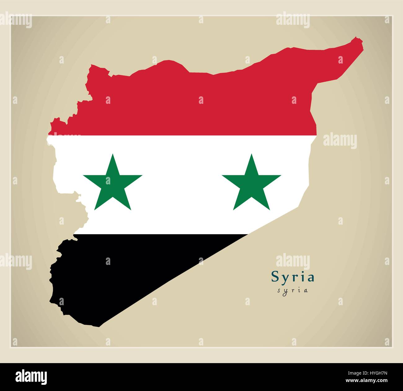 Modern Map - Syria flag colored SY Stock Vector