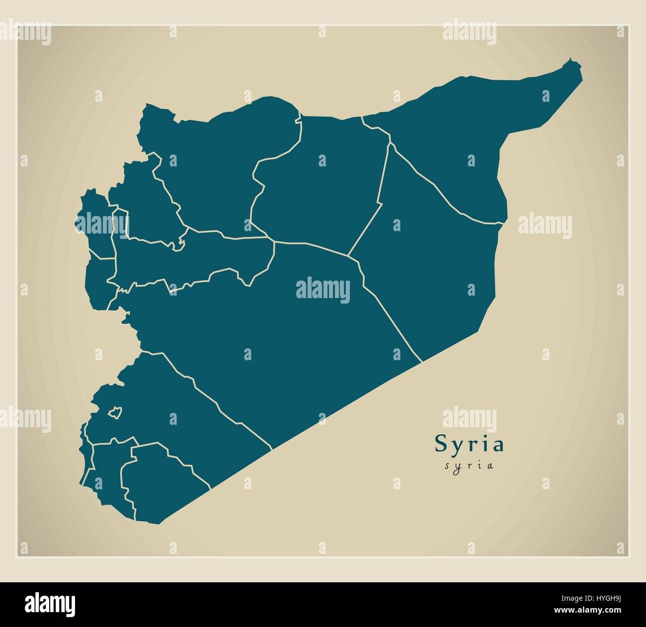 Modern Map - Syria with governorates SY Stock Vector