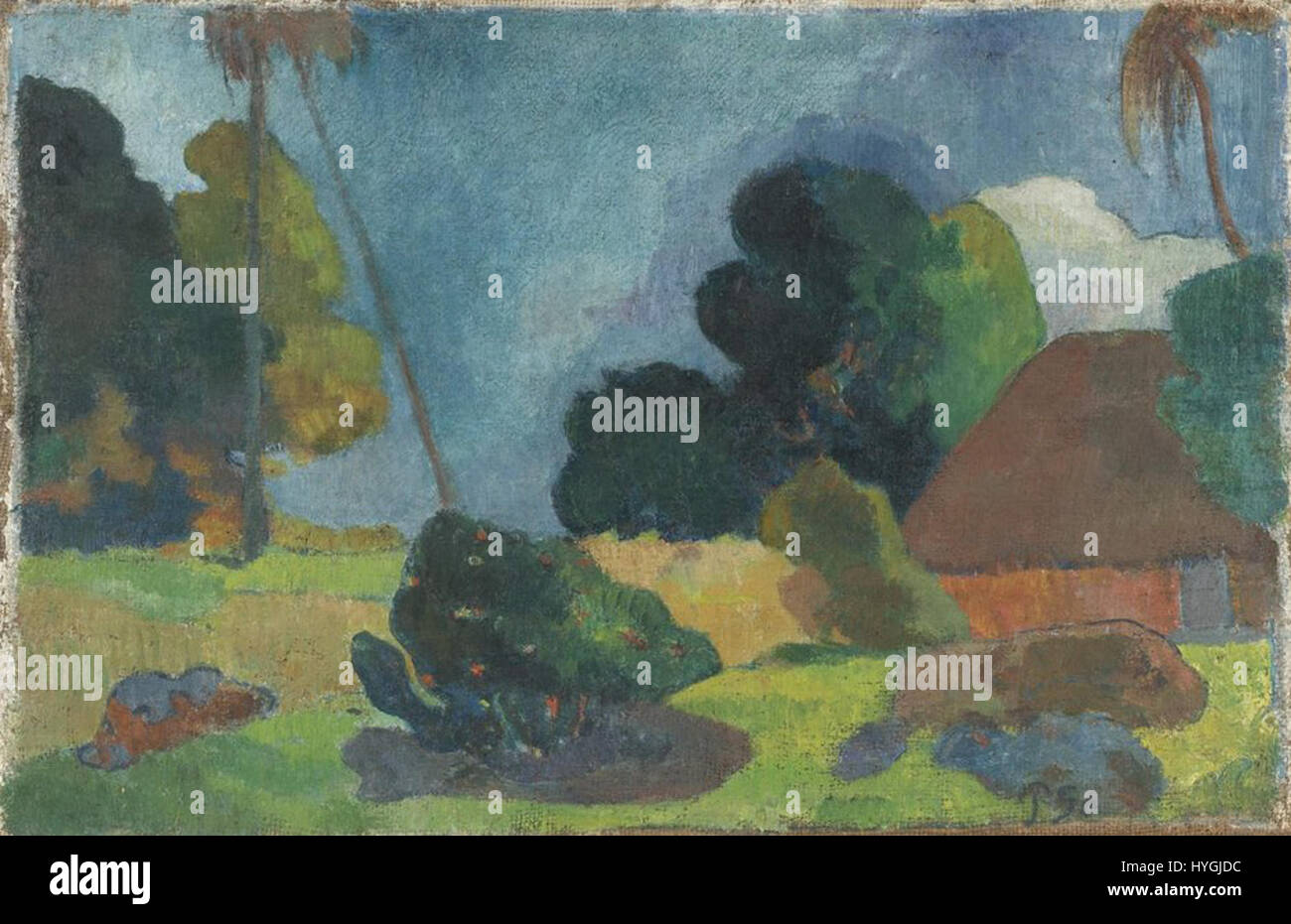 Gauguin La Hutte sous les palmiers Stock Photo Alamy