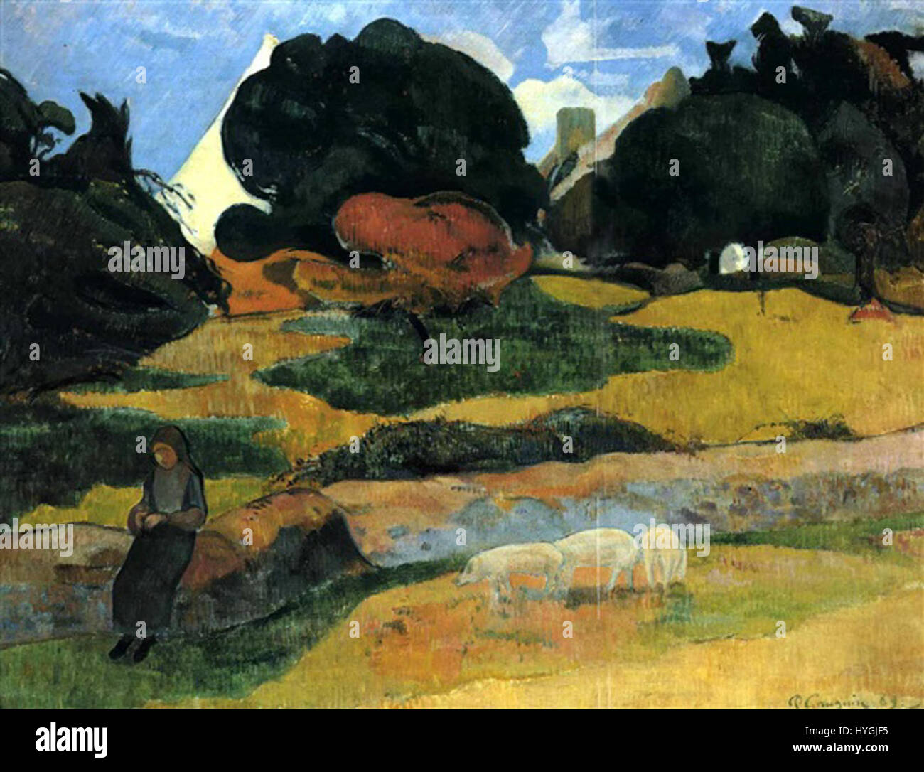 Gauguin 1889 Gardeuse de porcs Stock Photo